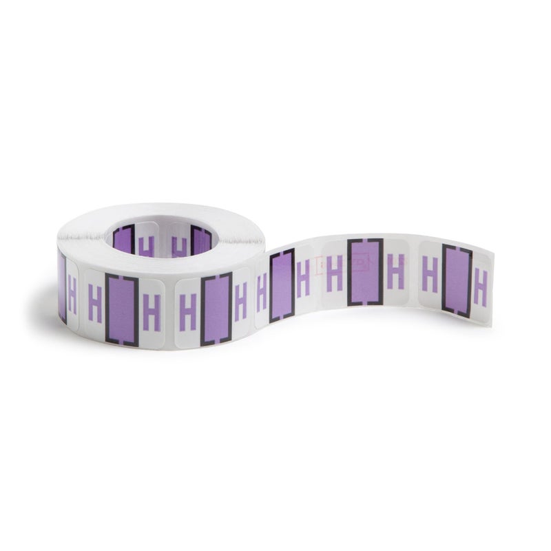 Smead BCCR Bar-Style Color-Coded Alphabetic Label, H, Label Roll, Lavender, 500 Labels per Roll, (67078) - Image 1