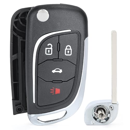 Keyecu Modified 4 Button Flip Remote Key Shell Case for Chevy Camaro Cruze Equinox Malibu,Just a Key Shell - Image 1
