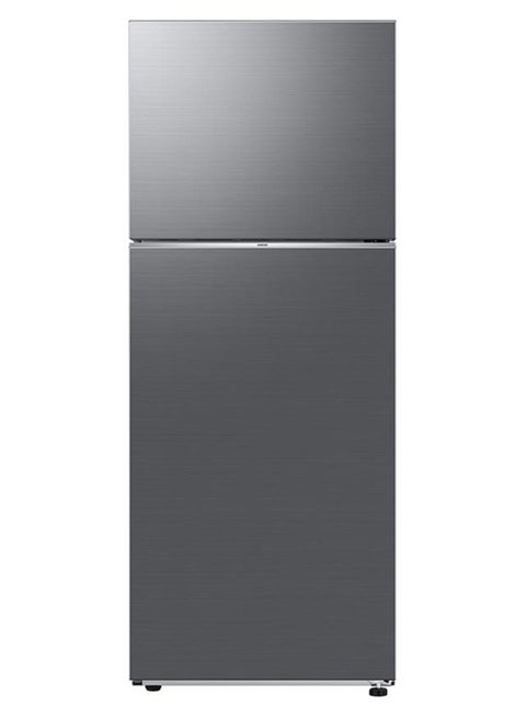 Samsung, top freezer Refrigerator  411L/14.5Cu.ft, (314 L fridge / 97 L freezer).Optimal Fresh+, SpaceMax,mono cooling Refined Inox color RT42CG6420S9 Silver Inox