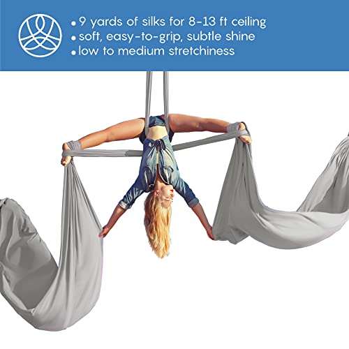 Aum Active Aerial Silks Starter Kit - Durable 9 Yards of Aerial Yoga Hammock with Hardware & Guide - Aerial Swing for Acrobatic Flying Yoga & All Levels (Aerial Rigging Point Up to 13ft) - Image 2