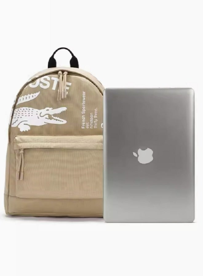 لاكوست حقيبة ظهر كاجوال مطبوعة من لاكوست كاكي - Image 4