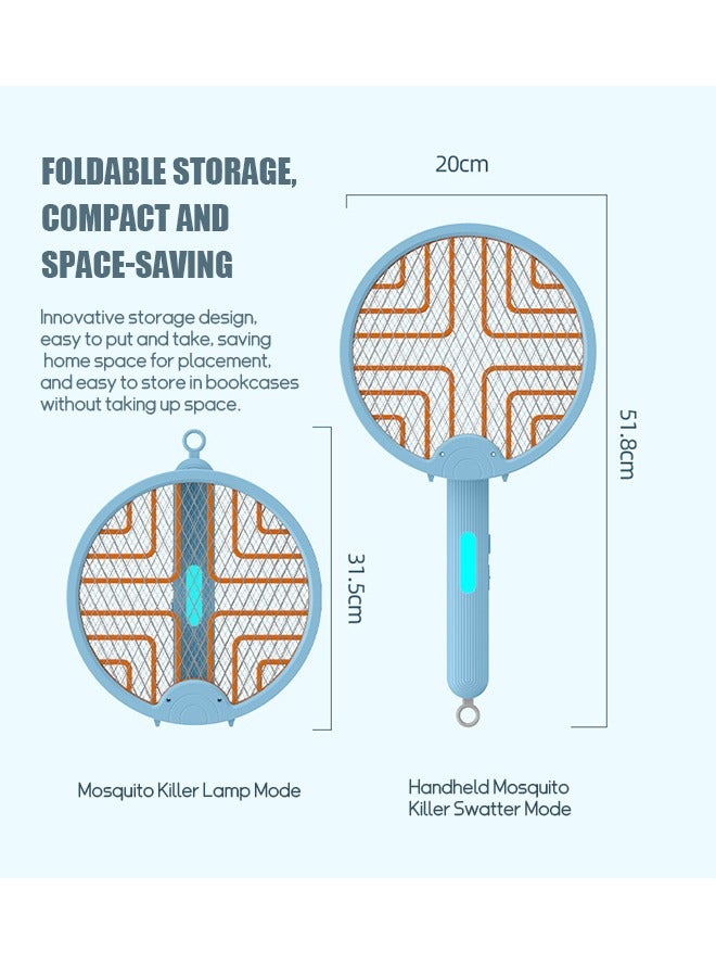 Beyond LED Electric Fly Swatter, 180° Folding 2 in 1 Smart Bug Zapper with Light, 3000V Detachable Dual Modes Fly Zapper, Powerful Mosquitoes Trap Lamp & Fly Killer Swatter (Blue)  - Image 2