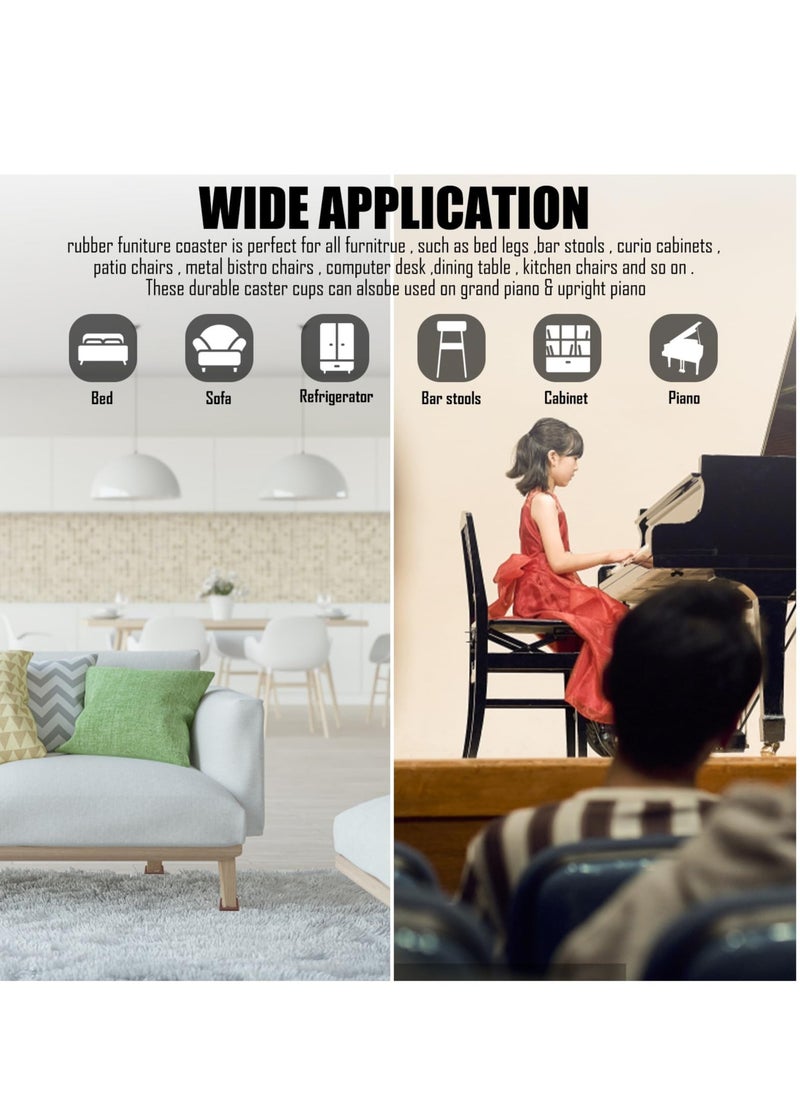 Square Sofa Non Slip Mat, Furniture Pads Rubber Furniture Caster Cups, Suitable for Hardwood Floors, Carpet, Bed, Cabinet, Sofa, Chair Table (Brown, 4PCS)