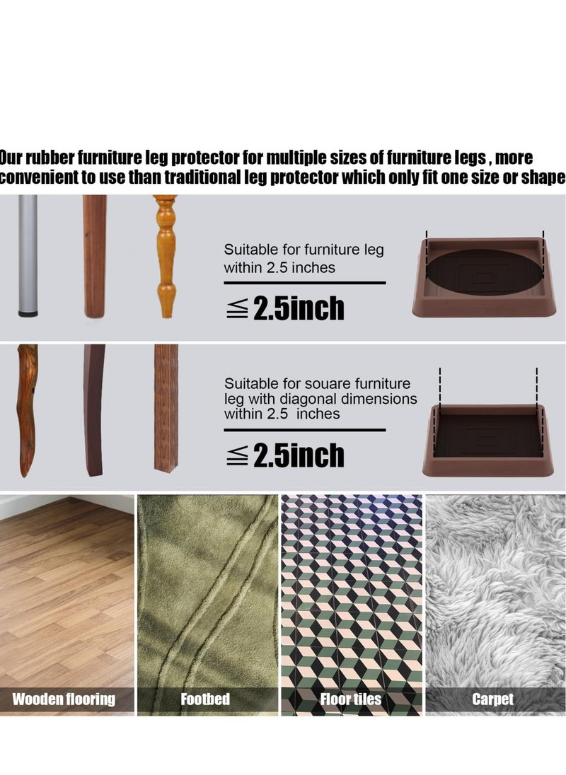 Square Sofa Non Slip Mat, Furniture Pads Rubber Furniture Caster Cups, Suitable for Hardwood Floors, Carpet, Bed, Cabinet, Sofa, Chair Table (Brown, 4PCS)