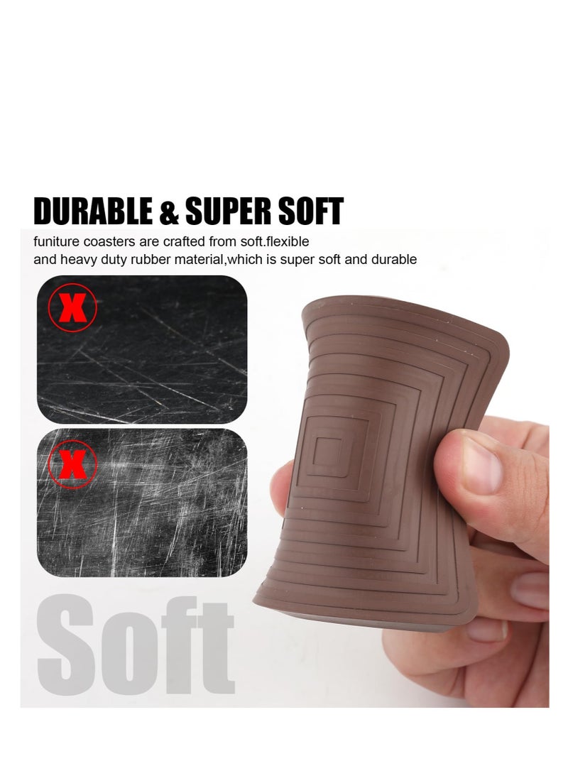 Square Sofa Non Slip Mat, Furniture Pads Rubber Furniture Caster Cups, Suitable for Hardwood Floors, Carpet, Bed, Cabinet, Sofa, Chair Table (Brown, 4PCS)