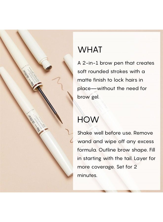HALEYS Re-define Precision Brow Pen (Taupe), 2-in-1 brow for Definition and Hold, Liquid Brow Pencil, 16 Hours Long Lasting, Longwear, Stand up to Water, Sweat and Humidity, Highly Pigmented, Matte Fi - Image 1
