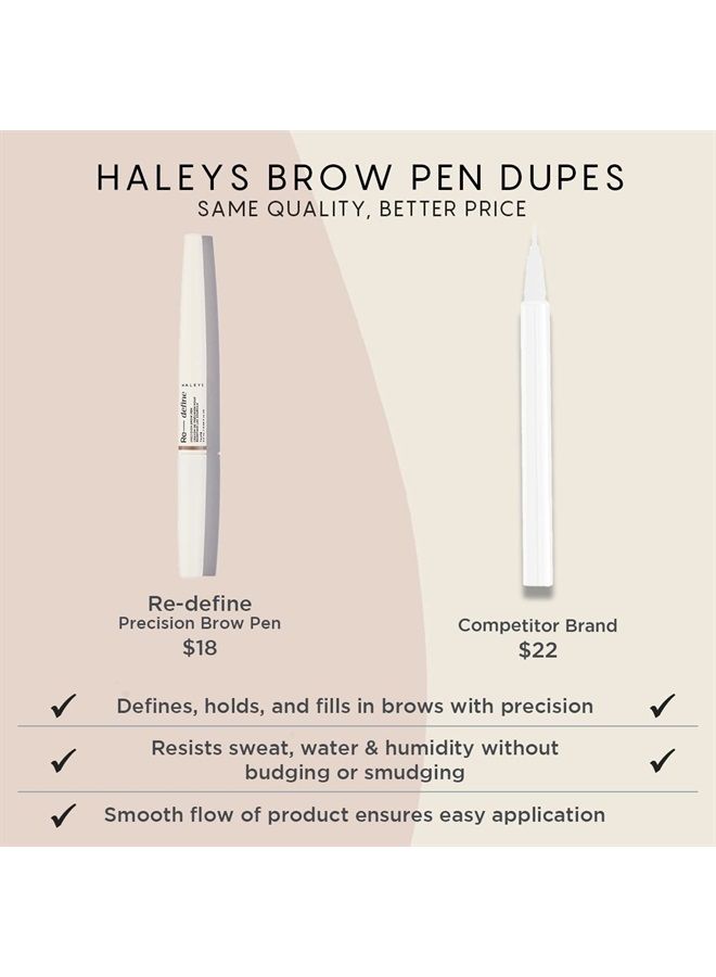 HALEYS Re-define Precision Brow Pen (Taupe), 2-in-1 brow for Definition and Hold, Liquid Brow Pencil, 16 Hours Long Lasting, Longwear, Stand up to Water, Sweat and Humidity, Highly Pigmented, Matte Fi - Image 5