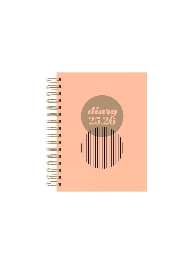 Collins Collins A5 Scandi 13 Month Planner, July 2025-August 2026 -Day-to-Page Diary, A5 Hard Cover, Peach  - Image 1