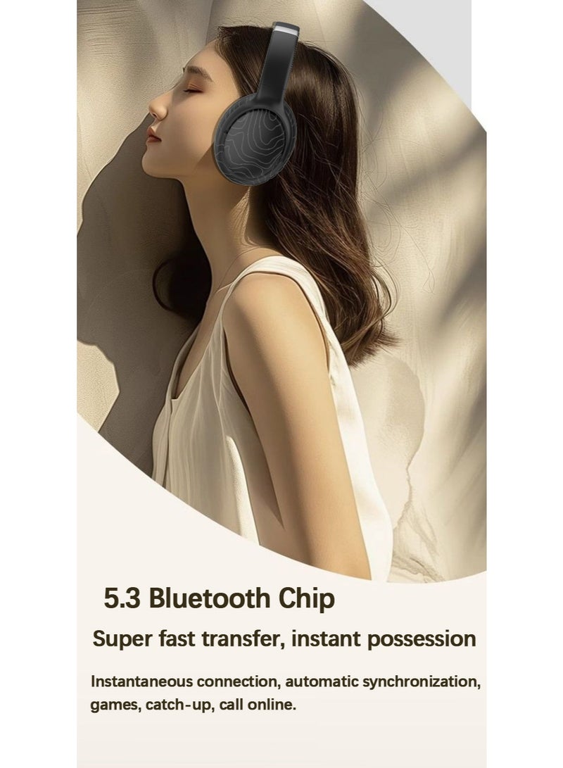 Wireless Over Ear Headphones, Three bass Modes, Hi-Res Audio, Bluetooth5.3 Low Latency Long Endurance,HiFi Stereo  Lightweight Headsets, with mic, Suitable for Travel Home Office Gym Cellphone PC - Image 4