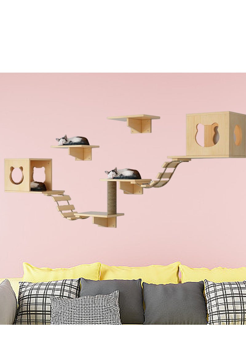 Premium Wall-Mounted Cat Playground  Unique Design with 2 Nests & Platforms Soft Steps Wider Perches & Scratch Column - pzsku/Z82A814E03D9040514586Z/45/_/1729238956/1276728b-3bca-4c79-a141-b6522a51b6cc