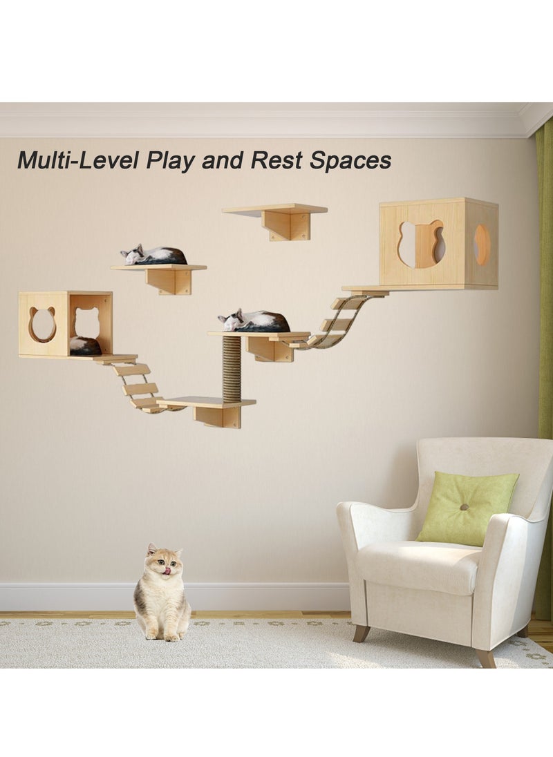 Premium Wall-Mounted Cat Playground  Unique Design with 2 Nests & Platforms Soft Steps Wider Perches & Scratch Column - pzsku/Z82A814E03D9040514586Z/45/_/1729238986/1979c435-d9d7-4447-a885-2288ca329b07