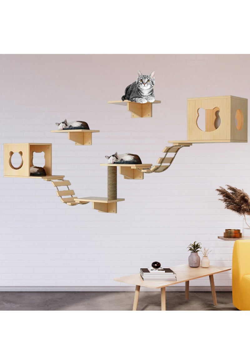 Premium Wall-Mounted Cat Playground  Unique Design with 2 Nests & Platforms Soft Steps Wider Perches & Scratch Column - pzsku/Z82A814E03D9040514586Z/45/_/1729239027/21295457-a455-497b-90aa-4e160d77fd85