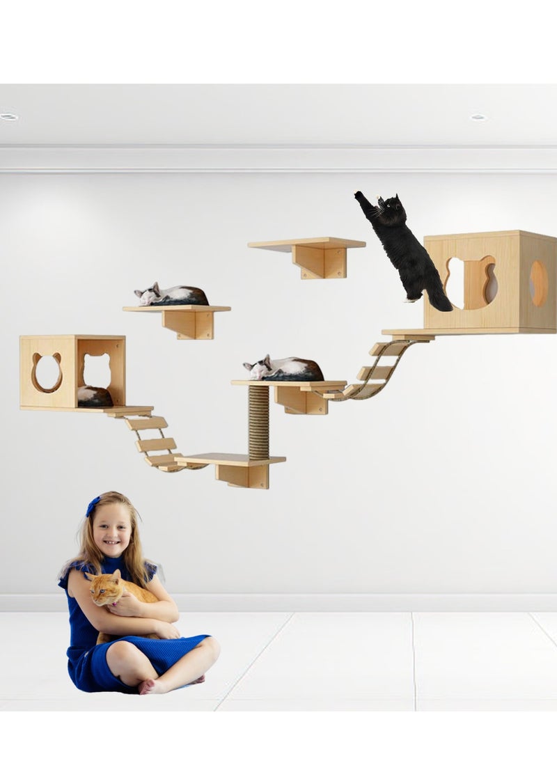 Premium Wall-Mounted Cat Playground  Unique Design with 2 Nests & Platforms Soft Steps Wider Perches & Scratch Column - pzsku/Z82A814E03D9040514586Z/45/_/1729239038/065698b8-2d10-464a-bff5-a4cd438e9d88