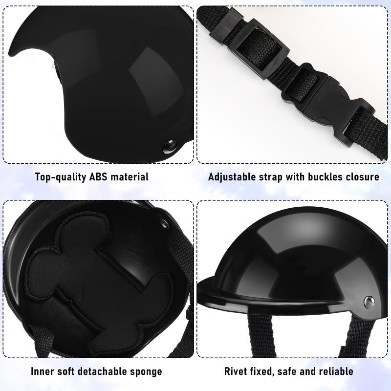Frienda Dog Helmet and Goggles, UV Protection Doggy Sunglasses and 4 Inch Padded Puppy Motorcycle Helmet Adorable Dog Goggles with Adjustable Belt for Small Dogs Puppy Riding(Black,L) - Image 3