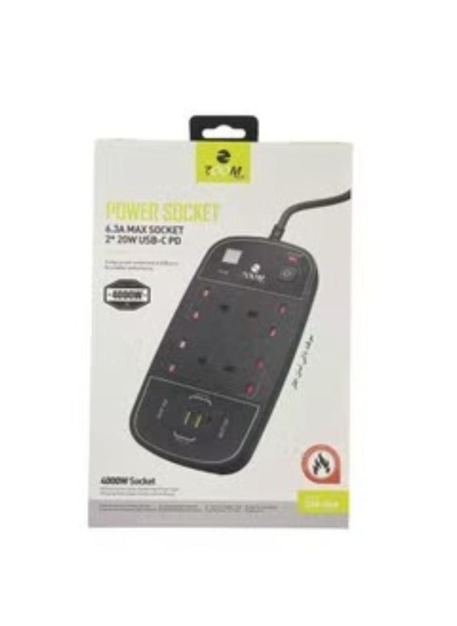 Zoom Plus Smart Timer Power Strip 8in1 with 2 20W USB-C PD and 4 AC Outlets and 2 USB Ports 3M  - Image 1