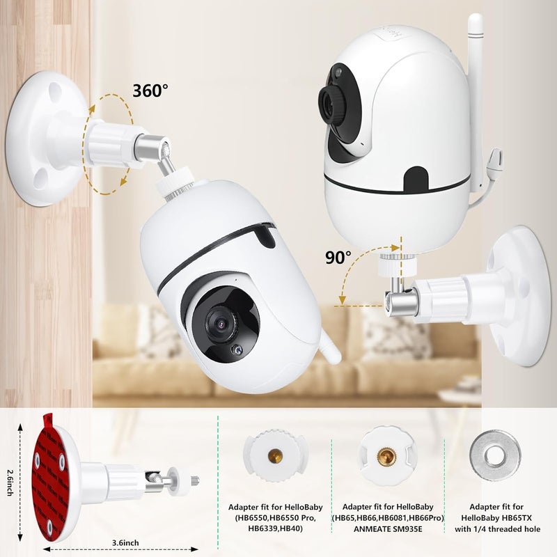 wochel Baby Monitor Mount for HelloBaby HB65HB40HB6550HB66HB6339HB6081HB6550 Pro ANMEATE SM935E Adjustable Baby Monitor Wall Mount with Perfect View Angle and Easy Installation - Image 4