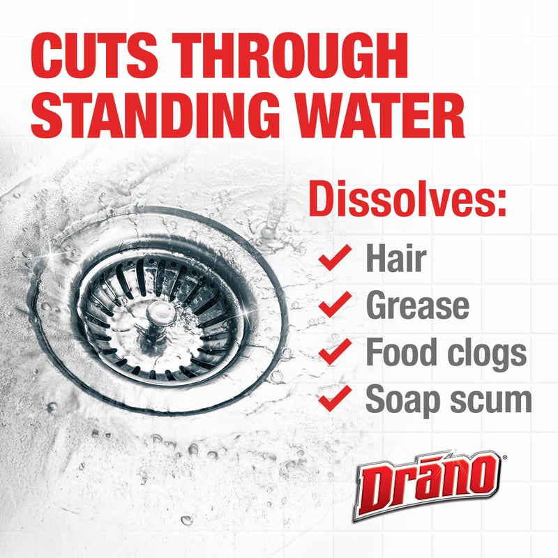 Drano Max Gel Drain Clog Remover and Cleaner for Shower or Sink Drains, Unclogs and Removes Hair, Soap Scum, Blockages, 32 oz - Image 4