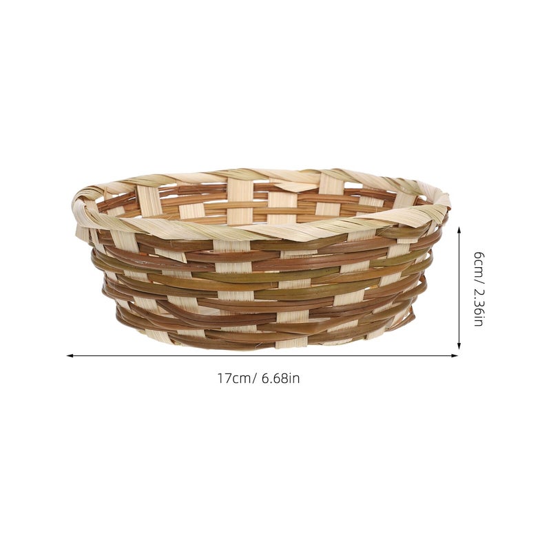 Hand Woven Round Fruit Basket With Lace Edge Multi Use Serving Tray Kitchen Storage - Image 3