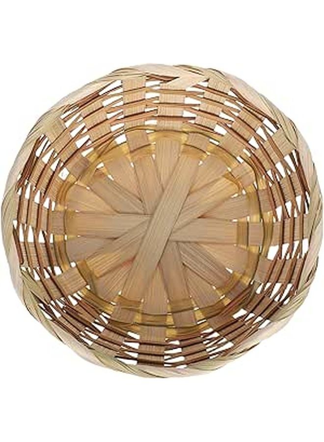 Hand Woven Round Fruit Basket With Lace Edge Multi Use Serving Tray Kitchen Storage - Image 1