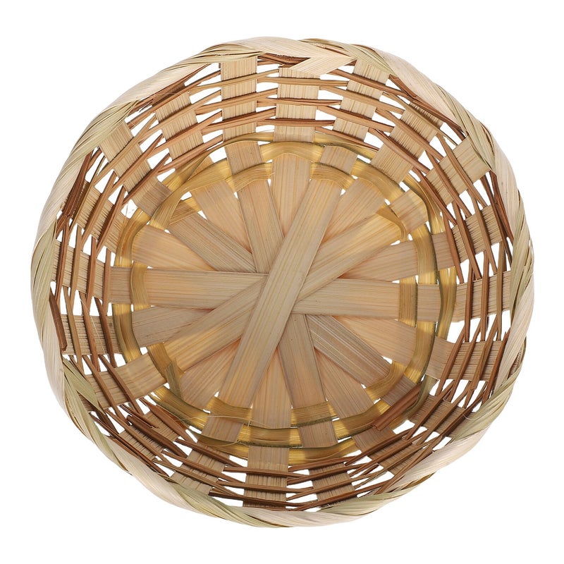 Hand Woven Round Fruit Basket With Lace Edge Multi Use Serving Tray Kitchen Storage - Image 2