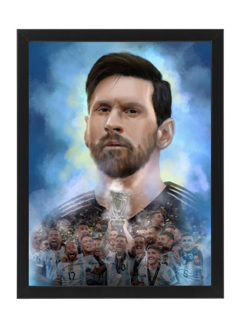 ARS Canvas Frmaed Wall Aart Lionel Messi Argentina Champion World Cup Poster, 1 Piece, for Office, Living Room, Bedroom, Gifting, Size Available. - Image 1