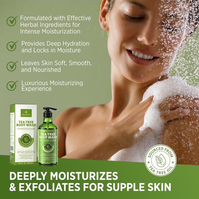 Roycederm Antifungal Body Wash & Soap with Tea Tree Oil - 2 Pack Tinea Versicolor Body Wash for Back Acne, Folliculitis, For Jock Itch, Athletes Foot, Body Odor, Ringworm - 2 Pack - Image 2