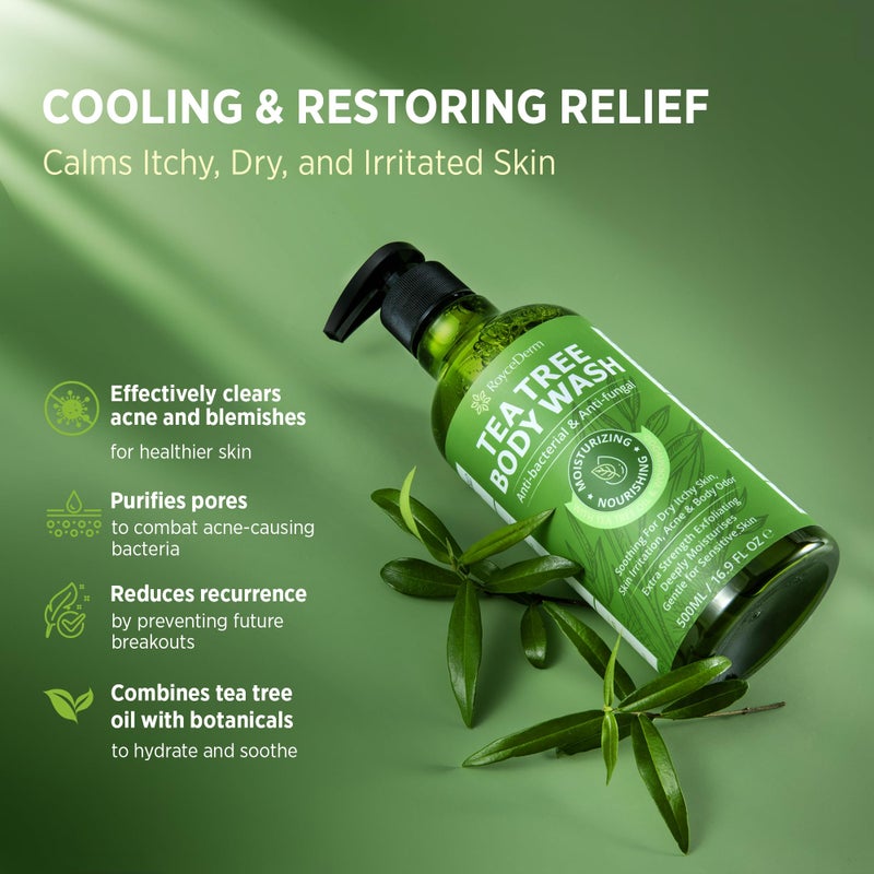 Roycederm Antifungal Body Wash & Soap with Tea Tree Oil - 2 Pack Tinea Versicolor Body Wash for Back Acne, Folliculitis, For Jock Itch, Athletes Foot, Body Odor, Ringworm - 2 Pack - Image 1