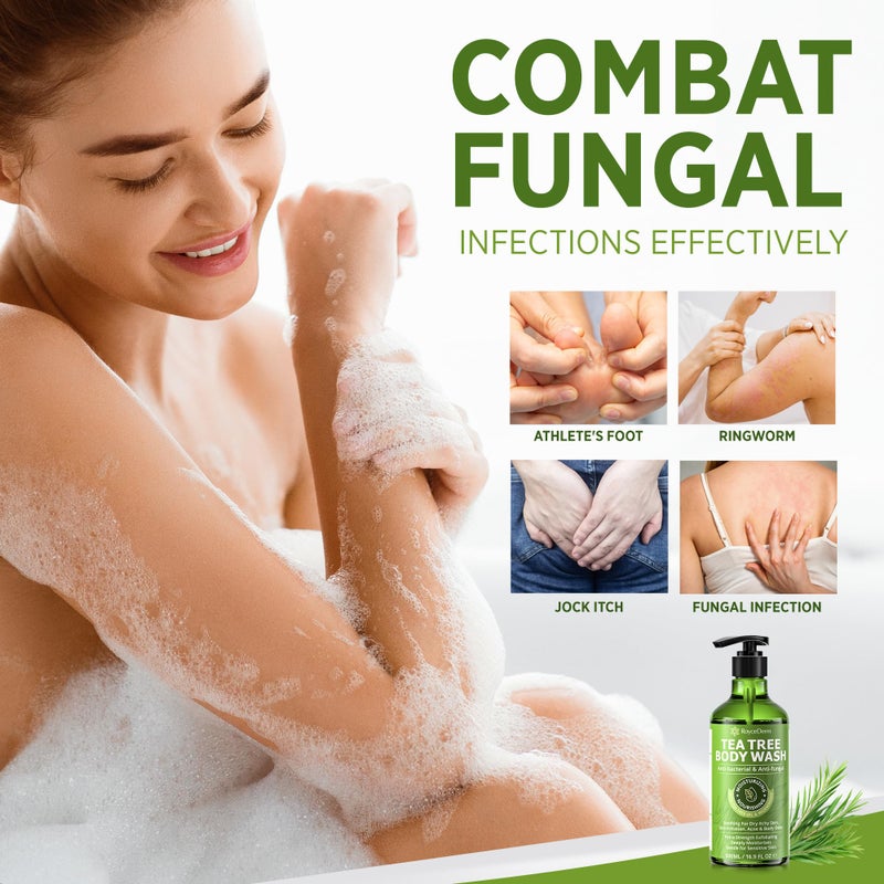 Roycederm Antifungal Body Wash & Soap with Tea Tree Oil - 2 Pack Tinea Versicolor Body Wash for Back Acne, Folliculitis, For Jock Itch, Athletes Foot, Body Odor, Ringworm - 2 Pack - Image 3