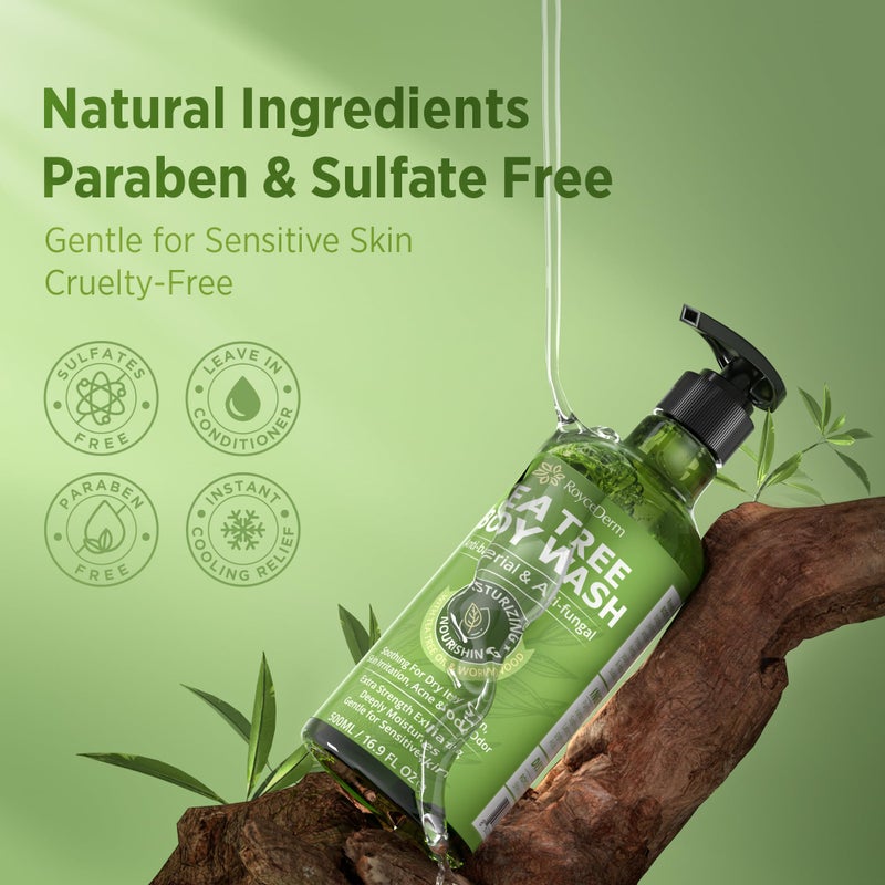 Roycederm Antifungal Body Wash & Soap with Tea Tree Oil - 2 Pack Tinea Versicolor Body Wash for Back Acne, Folliculitis, For Jock Itch, Athletes Foot, Body Odor, Ringworm - 2 Pack - Image 5