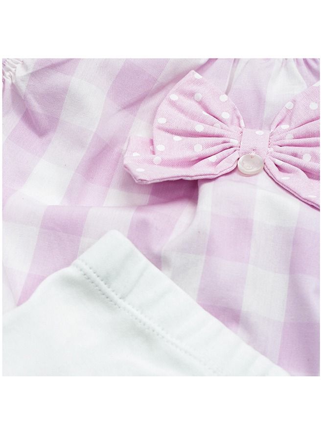 MOON 100% Cotton Tunic Top and Leggings 9-12M - Pink Gingham - Image 4