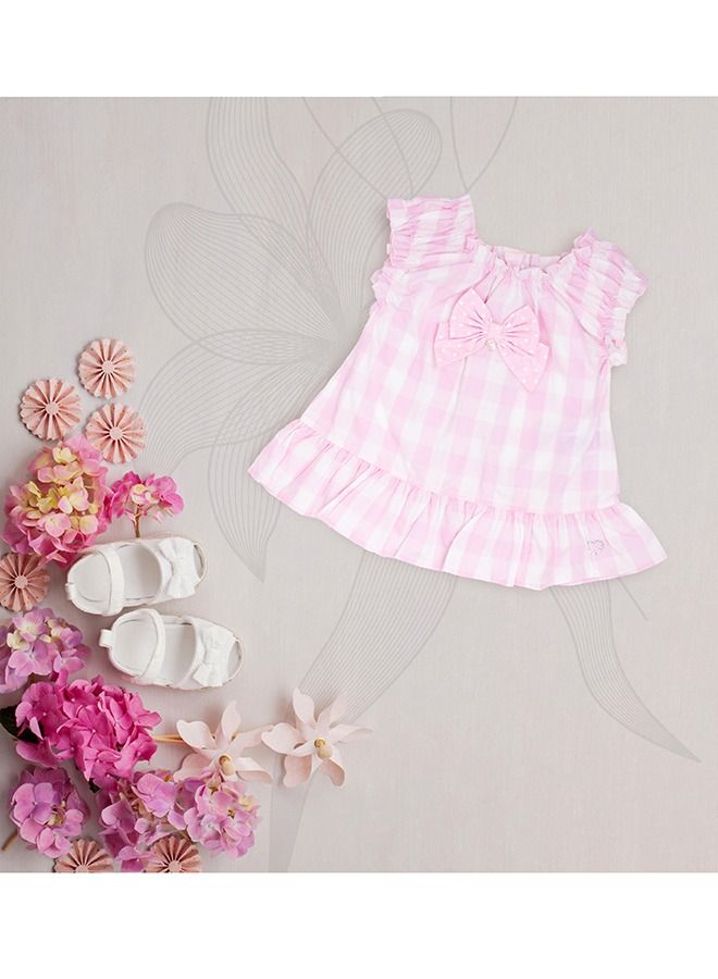 MOON 100% Cotton Tunic Top and Leggings 9-12M - Pink Gingham - Image 5