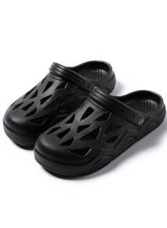 Loquat Comfortable Solid Color Casual Beach Sandal Outdoor Non Slip Closed Toe Soft Soled Slippers Black 