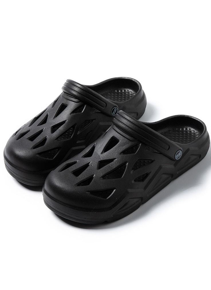 إسكدنيا Comfortable Solid Color Casual Beach Sandal Outdoor Non Slip Closed Toe Soft Soled Slippers Black 