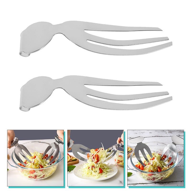 2pcs Stainless Steel Salad Hands Stainless Steel Salad Server Fork for Home - Image 2