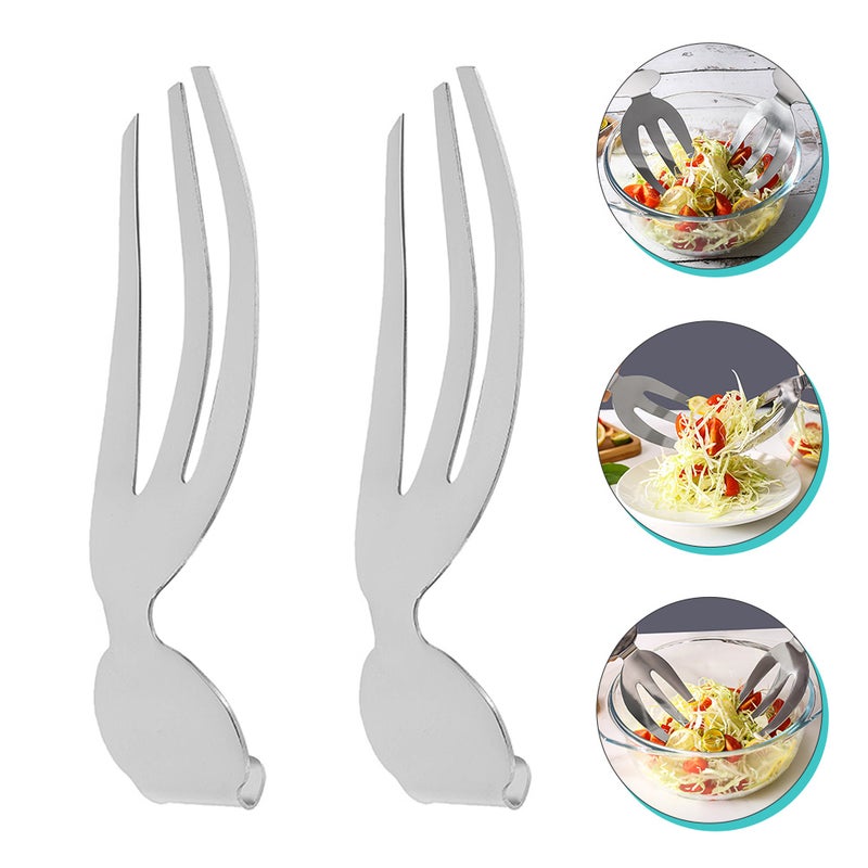 2pcs Stainless Steel Salad Hands Stainless Steel Salad Server Fork for Home - Image 1