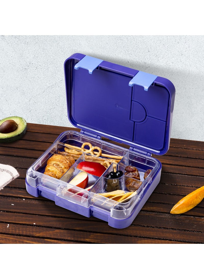 Eazy Kids - 6 And 4 Convertible Bento Lunch Box With Sandwich Cutter Set - Outer Space Blue - Image 1