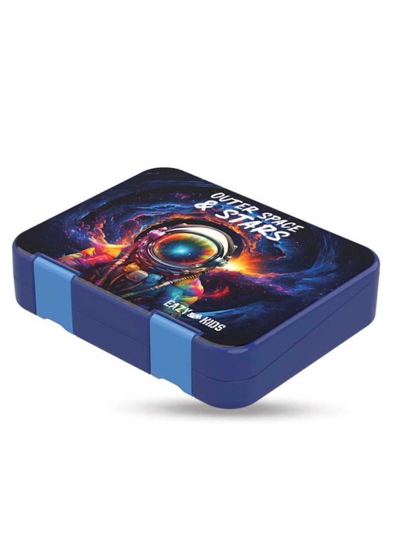 Eazy Kids - 6 And 4 Convertible Bento Lunch Box With Sandwich Cutter Set - Outer Space Blue - Image 1