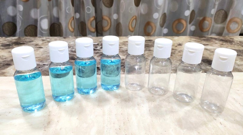 SPC 50ml - Empty Transparent Refillable Round Plastic Bottles with Flip Top Caps for Sanitizer & Travelers - Pack of 8 Pcs, White - Image 3