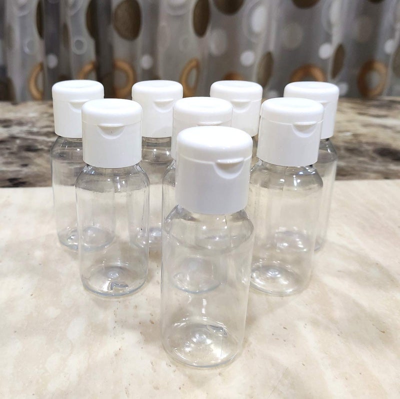 SPC 50ml - Empty Transparent Refillable Round Plastic Bottles with Flip Top Caps for Sanitizer & Travelers - Pack of 8 Pcs, White - Image 4