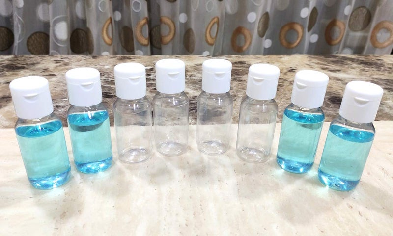 SPC 50ml - Empty Transparent Refillable Round Plastic Bottles with Flip Top Caps for Sanitizer & Travelers - Pack of 8 Pcs, White - Image 5