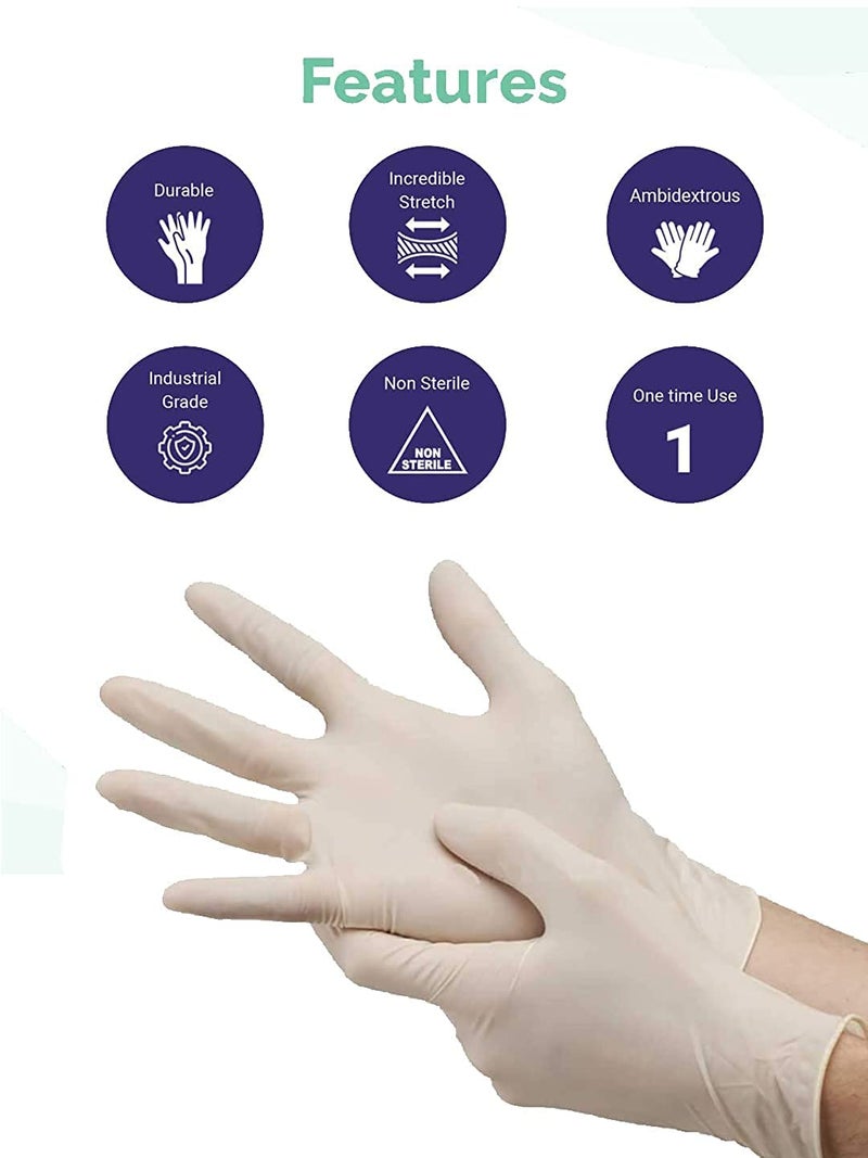 hobf Latex Gloves, Disposable Powder Free Examination Hand gloves, (Pack of 100 Pieces White Color, Small Size Latex Surgical Gloves for Men & Women)-HOBF-100-S-LATEX GLOVES - Image 4