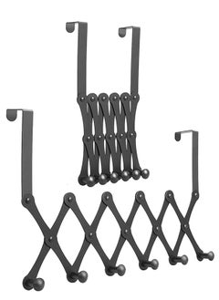 Gerenic Sturdy Over The Door Hook Hanger, Expandable Door Clothes Hanger with 6 Hooks for Bathroom Bedroom Living Room, Metal Stainless Steel Coat Hanger for Clothes Robes Hats Belt Bag Towels  - Image 1