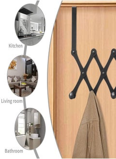 Gerenic Sturdy Over The Door Hook Hanger, Expandable Door Clothes Hanger with 6 Hooks for Bathroom Bedroom Living Room, Metal Stainless Steel Coat Hanger for Clothes Robes Hats Belt Bag Towels  - Image 3