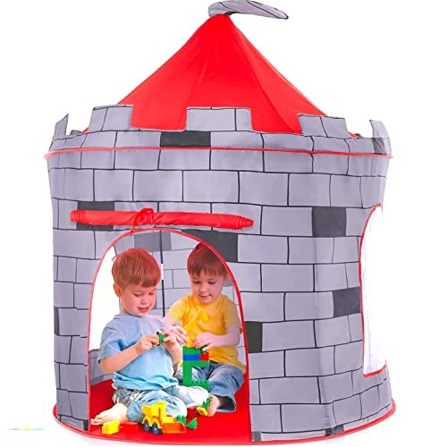 Play22 Kids Play Tent Knight Castle  Portable Pop Up Tent  Foldable into Carrying Bag  Childrens Play for Indoor  Outdoor Use  Playhouse for Boys  Girls - Image 1
