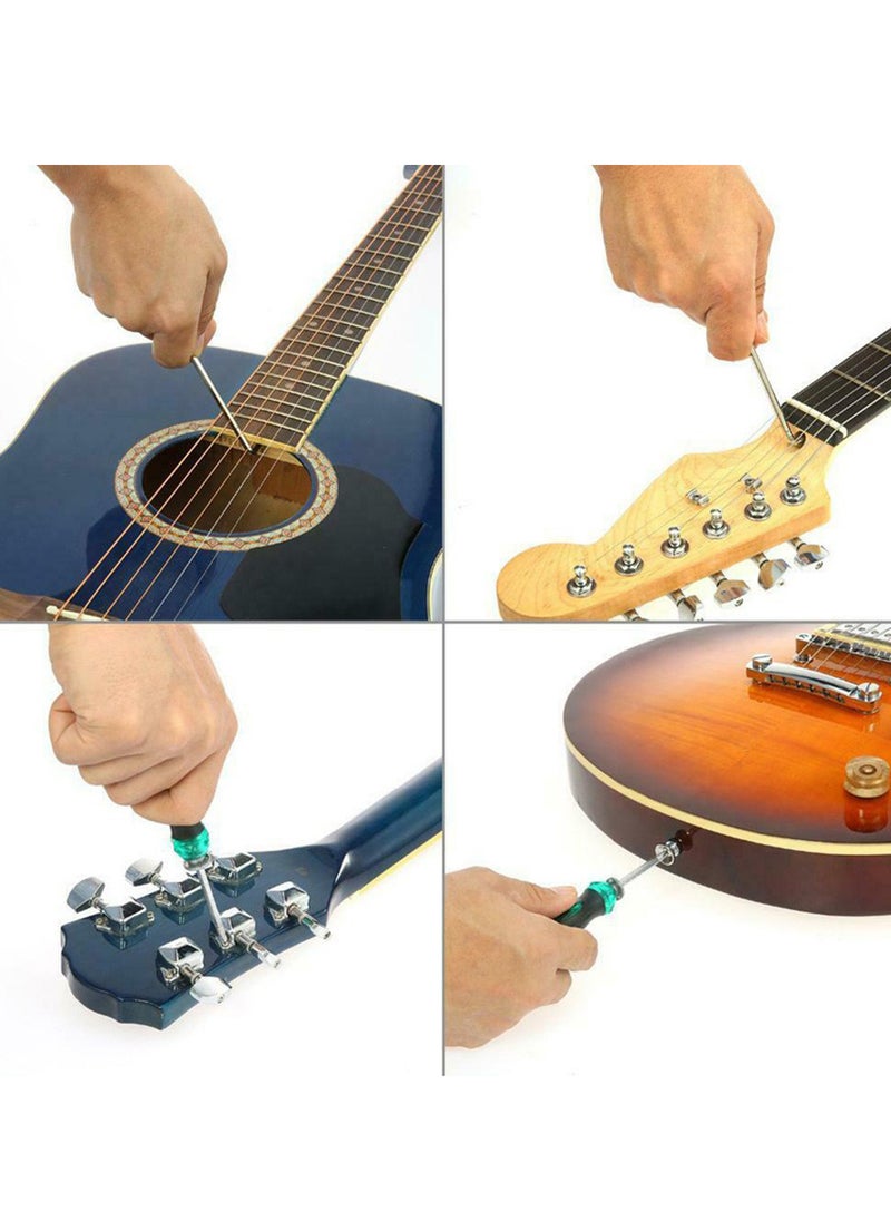 Sharpdo طقم حقيبة أدوات الجيتار 26 قطعة، أداة قياس الوتر، قاطع، أداة طحن وإصلاح الفريت - Image 3