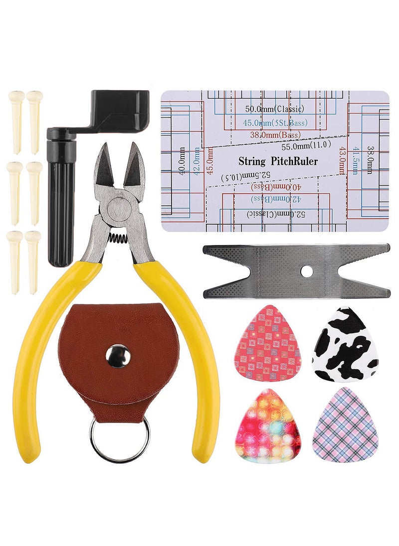 Sharpdo طقم حقيبة أدوات الجيتار 26 قطعة، أداة قياس الوتر، قاطع، أداة طحن وإصلاح الفريت - Image 5