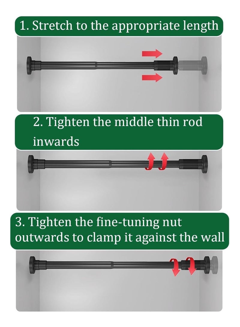 GUDOO قضيب الستائر القابل للتعديل قضيب الستائر التليسكوبي القابل للتمديد غير النابض الانزلاقي الشد حوض الاستحمام القطب خزانة الملابس قضيب الصنبور لنافذة الحمام خزانة المطبخ، لا يوجد حفر سهل التركيب - Image 5