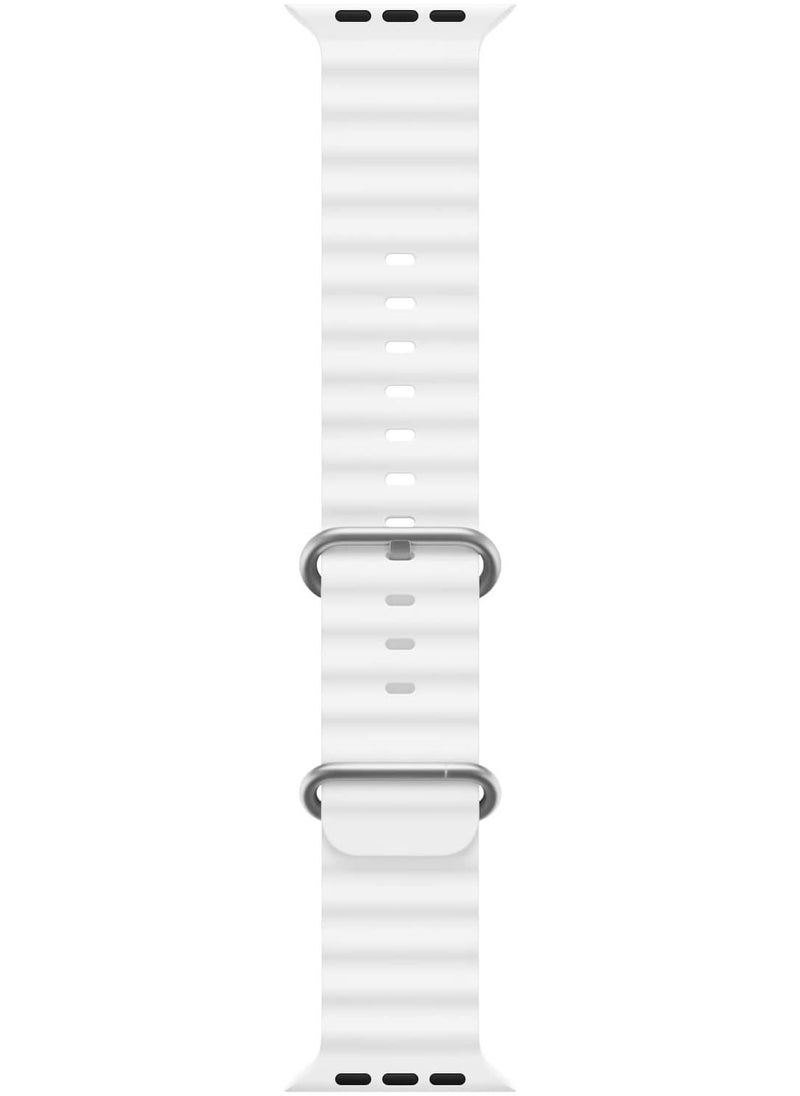 Generic Ocean Band Compatible with Apple Watch Band Ultra 49mm 45mm 44mm 42mm, Adjustable Loop with Buckle Soft Stretchy Silicone Sports Band for iWatch Series SE 8 7 6 5 4 3 2 1 Men Women, White  - Image 4
