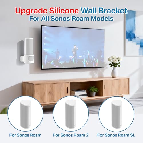 Chunxiao Upgrade Silicone Speaker Wall Mount for Sonos Roam 2 Sonos Roam Roam SL MountSpace Saving Speaker Mount for Sonos Roam Roam SL Roam 2 Wall Mount Bracket Easy to Install White - Image 3