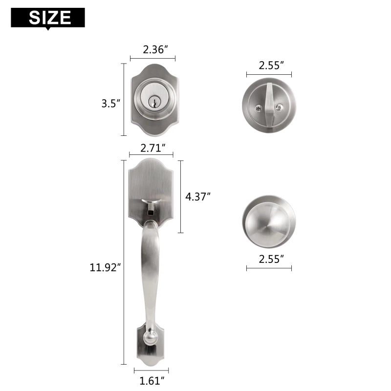Kiayaci Front Door Lock Set Black Front Door Handle Exterior Door Lock Set With Deadbolt Single Cylinder Handleset Curved Handle Lower Half Grip Round Knob Matte Black Front Door Knob - Image 5